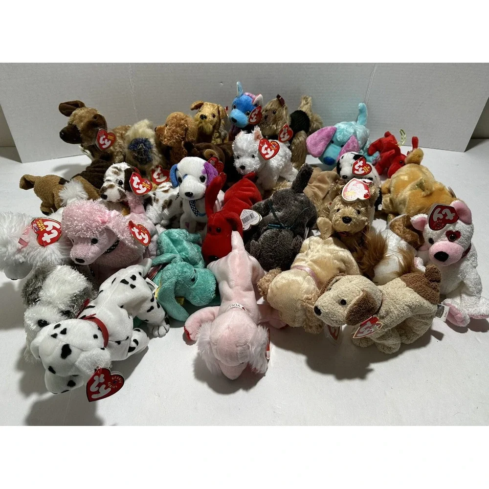 TY Beanie Babies Lot Of 30 Bones Puppy Dog Lot Doggies Pug Basset hound W Tag‎